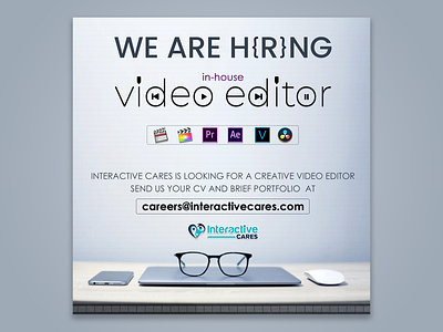 Video Editor Hiring hire hiring minimalistic social media post video editing video editor