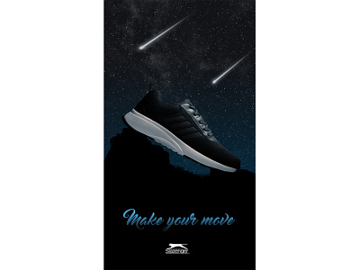 SP#11: Where the stars land abstract adobe calm design ecommerce graphic design midnight night sky photo compositing photo editing photo retouching photoshop poster design promotional design shoe poster shooting stars starry night stars wallpaper