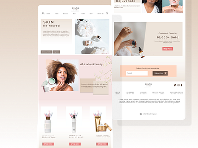 skincare landing page app branding design ui ux