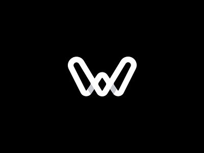 W black branding clean letter logo logotype minimal wave white