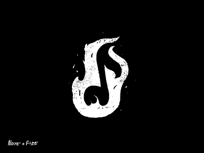 note+fire black brand branding clean flame letter logo logotype minimal music sketch white
