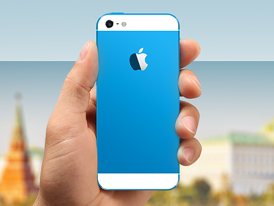 Colored iPhone 5 (blue) apple icon ios ios 7 iphone 5 iphone 5c iphone 5s macbook pro mockup photoshop psd template