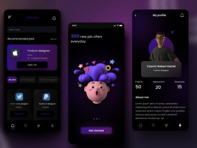 Job vacancy UI design app branding design figma illustration ui ux vector