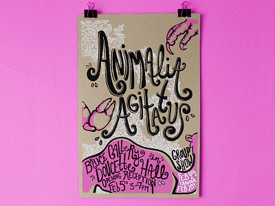 Animalia Agitatus Poster hand lettering illustration lettering poster print printmaking screen print screenprint vector