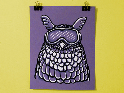 Ski Goggles Owl Screen Print