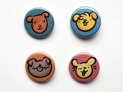 Mini Dog Pins button buttons dog dogs illustration pin pinback pins puppies puppy vector