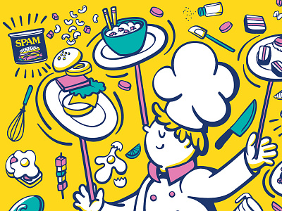 Spam Poster Detail colorful cooking cute food illustrate illustration illustrator poster spam vector yellow