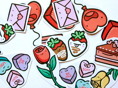 Valentine's Sticker Pack candy hearts hearts illustration love rose sticker valentine valentines vector