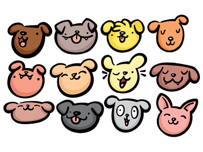 Mini Dog Illustrations animal bold colorful cute dog dogs illustrate illustration kawaii pets vector
