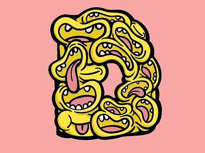 Type Monstrosities - D alphabet d illustration lettering letters monster mouth mouths type typography yellow