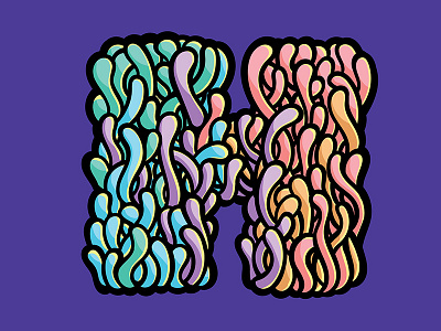 Type Monstrosities - H alphabet digital drawing illustrate illustration lettering letters purple type typography vector