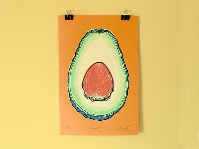 Avocado Screen Print avocado drawing food handmade illustration ink print printmaking screen print screenprint vegan