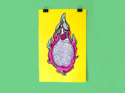 Dragonfruit Screen Print printmaking