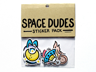 Space Dudes Sticker Pack cats cute handmade illustration kawaii lettering packaging space stickers vector