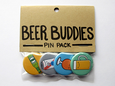 Beer Buddies Pin Pack alcohol beer buttons cute handmade illustration kawaii pbr pinbacks pins
