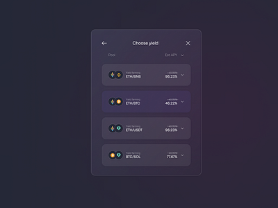 Choose Yield Modal blockchain crypto design illustration ui userexperience ux