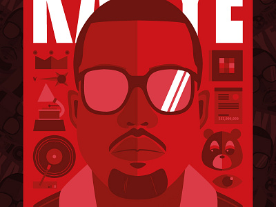 Egomaniacs (to the tune of Animaniacs) art branding design illustration kanye west portrait poster red vector