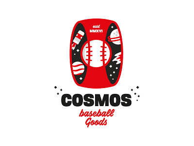 Cosmos Baseball (For Fun) baseball bat black branding cosmos home run identity logo planets red space white