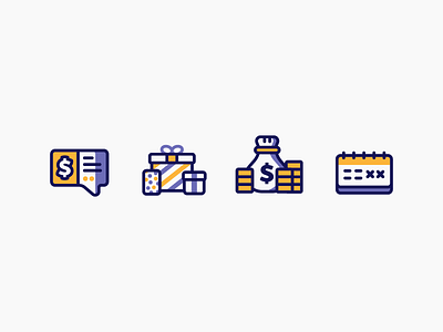 Icon Set branding calendar comment gifts icons illustrations line art money presents swag