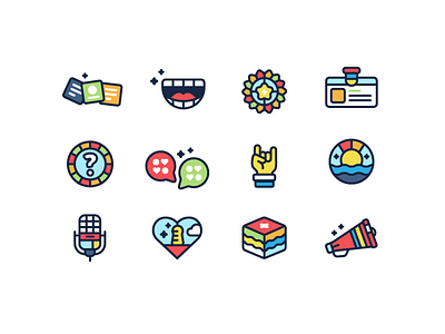 Icon Set colorful cube flower hand icons illustration megaphone microphone minimal mouth sun talking