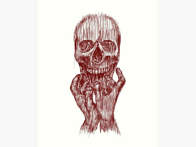 skull catching Drawing By Mustafa Elshahat illustration print