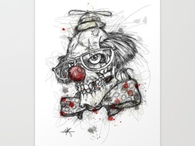 killer clown Drawing By Mustafa Elshahat art artwork clown drawing illustration