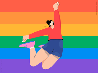 Pride Month character design character illustration design flat character flat design flat illustration girl girl character illustration minimal design minimal illustration pride flag pride month primary colour rainbow vector art vector illustration