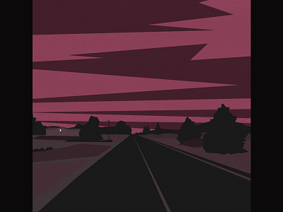 road 9am background dark illustration night onga pink road