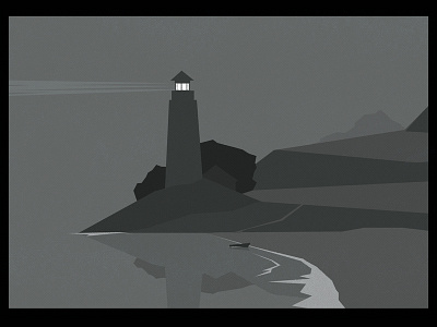 Lighthouse fog illustration lighthouse rock sea