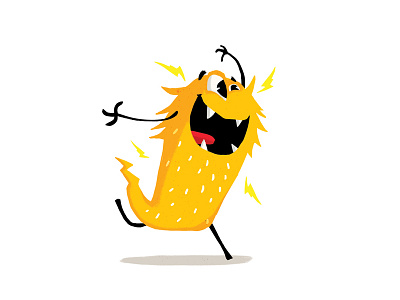 Energy-Monster character crazy energy flash illustration monster onga run yellow