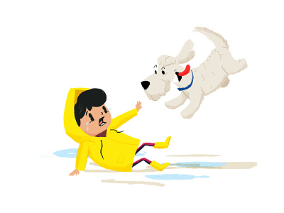 B d book boy character children crazy dog jump mascot onga yellow