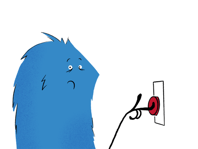 Lift blue cartoon character illustration onga red