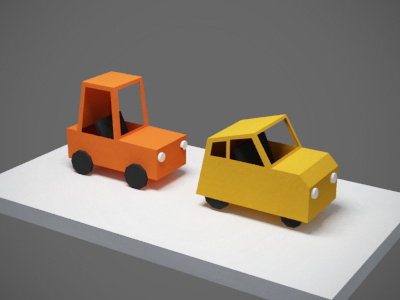 cars 3d car illustration orange paper toy yellow