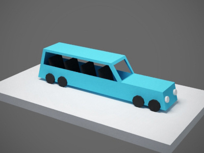 paper limousine 3d blue car illustration paper toy