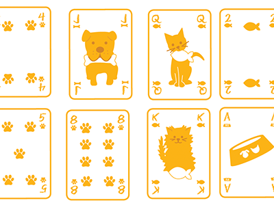 pet playing cards cute illustration pets