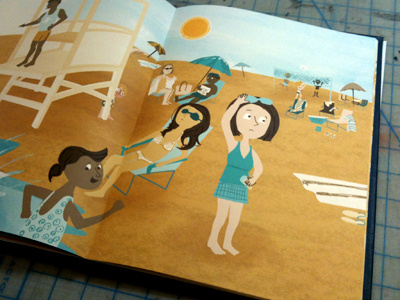 Summer in the Sun - Lifeguard scene childrens book book illustration type