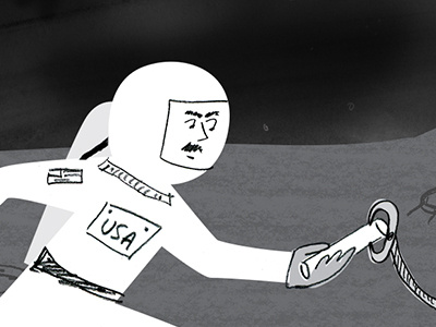 Astronaut baton handoff illustration space