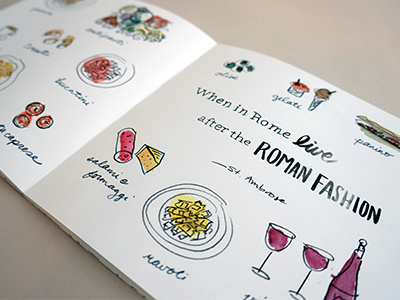 When in Rome...EAT! food guide illustration lettering rome watercolor