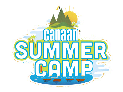 Canaan Summer Camp bugs camp clouds flag illustration mountain nature summer summer camp sun tiki torch vector