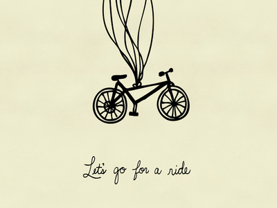 Let's Go For a Ride hand drawn illustration ink lines