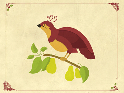 Partridge In a Pear Tree animation illustration vector
