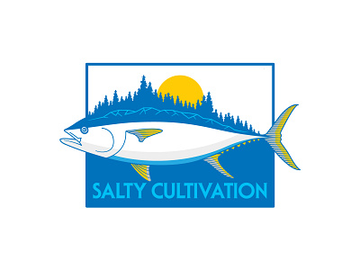 Salty Cultivation "Big Tuna" apparel cannabis character design fishing flat illustration outdoors retro tuna ui vector