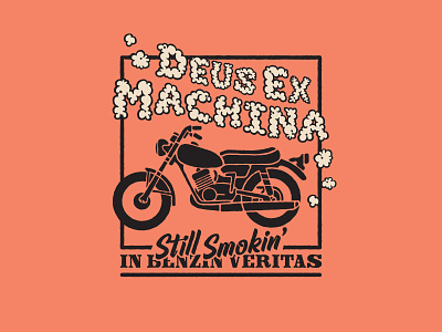 Deus "Quarant-ee Collab" Entry apparel branding design deus deus ex machina flat illustration moto motorcycle retro typography vector
