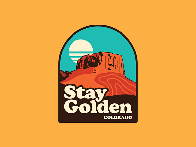Stay Golden, Colorado apparel branding colorado desert design flat icon illustration logo mesa outdoors patch ui vector