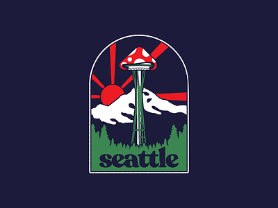 Inner-Space Needle 1970s apparel branding design icon illustration logo mushrooms pnw psychedelic seattle space needle vector