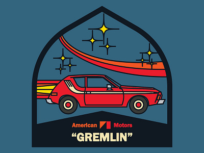 1972 AMC Gremlin 1970s auto badge car logo patch retro sci fi space vintage