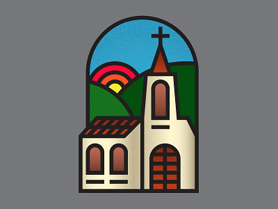 Iglesia bold church color geometric hispanic icon illustration shapes sunrise
