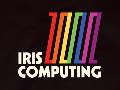 Iris Computing 80s color computer flat form logo rainbow shape tech