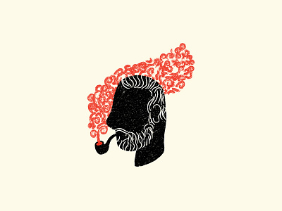 Pipe Season autumn beard fall fire illustration knockout lithograph pipe silhouette smoke