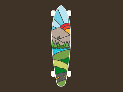 Ride Free color geometric graphic knockout landscape longboard monoline nature skate sports thicklines